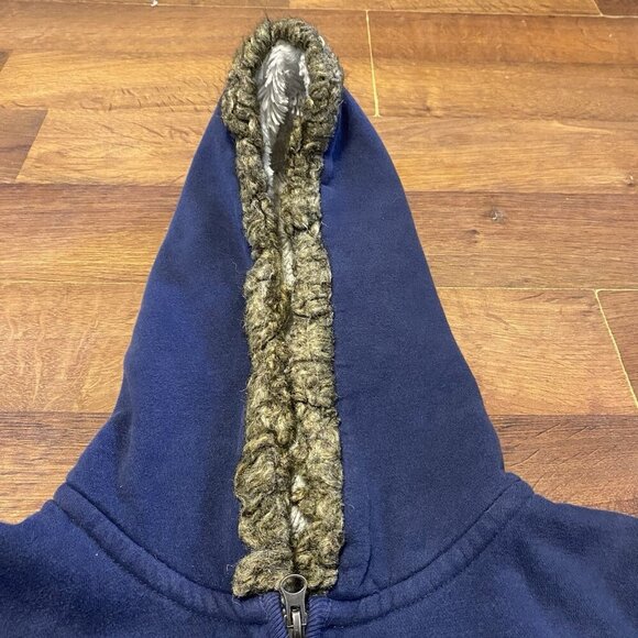 Aeropostale Jacket Women's XL Y2k Full Zip Fur Lined Hood Print Hoodie - Picture 2 of 6